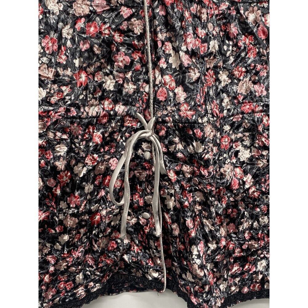 POL Women’s Floral Velvet Kimono Drawstring Waist‎ Pajama Top Sz S - Picture 4 of 6